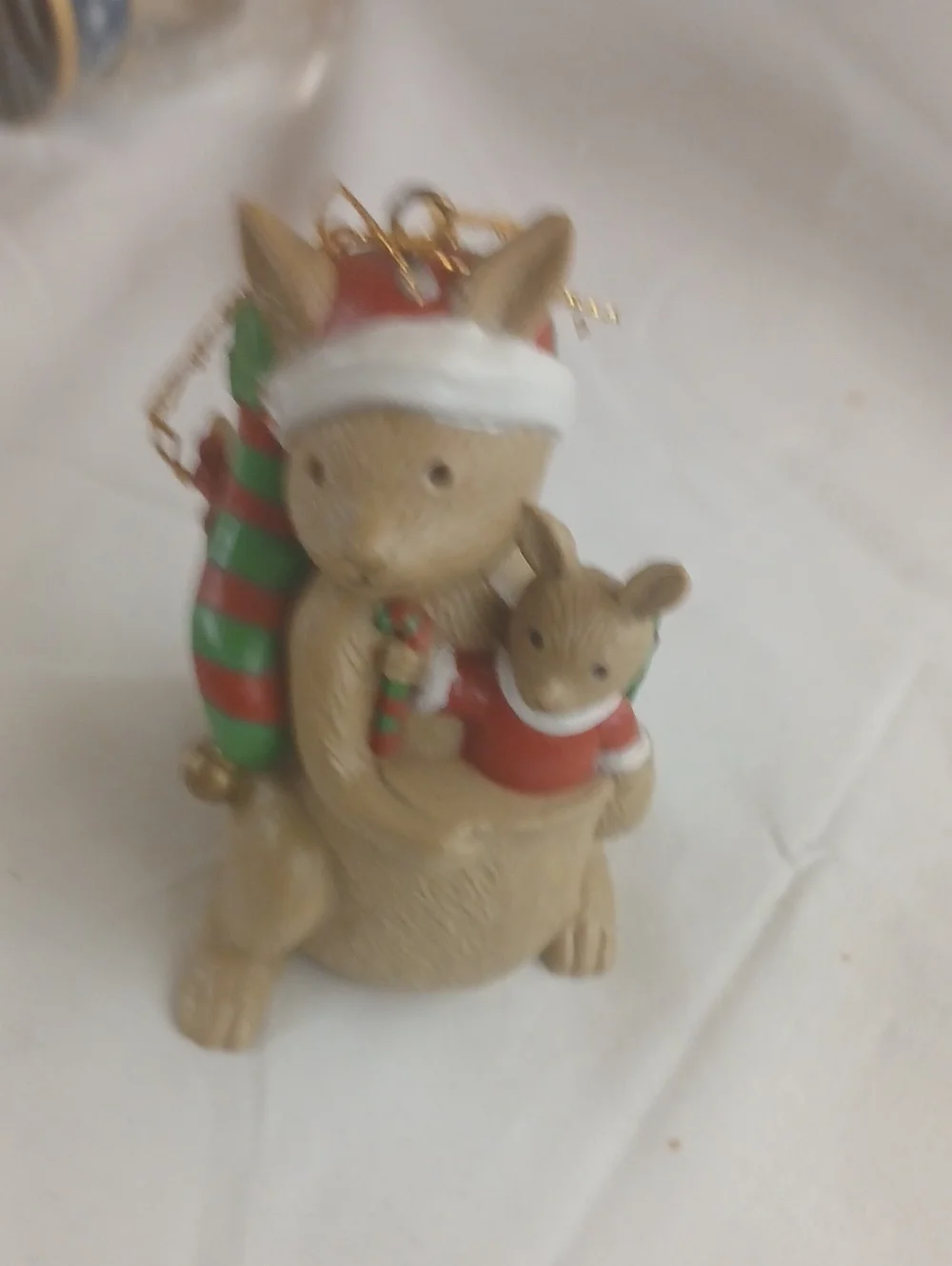 Holiday Kangaroo and Joey Ornament - Red & Green